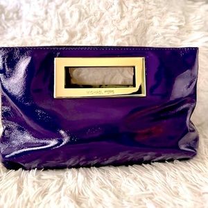 Michael Kors Berkley Purple 100% Leather Clutch EUC